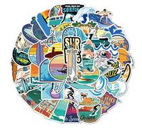 Bric dodo Lot de 50 autocollants de surf d'été pour voiture, ordinateur portable, téléphone, guitare, skateboard, moto, vélo, surf d'été, en vinyle, imperméable, pour adolescents, enfants, adultes