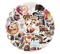 Bric Dodo Lot de 50 autocollants ferret pour voiture, ordinateur portable, téléphone, guitare, skateboard, moto, vélo, ferret, en vinyle, imperméable, esthétique, pour adolescents, enfants, adultes