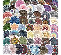 Bric dodo Lot de 50 autocollants mandala pour bouteilles d'eau pour ordinateur portable, téléphone, guitare, skateboard, ordinateur, vélo, mandala, vinyle, étanche, esthétique, enfants, adultes