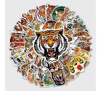 Bric dodo Lot de 50 autocollants tigre pour voiture, ordinateur portable, téléphone, guitare, skateboard, moto, vélo, animal,Vinyle imperméable, enfants, adultes