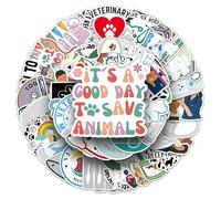 Bric Dodo Lot de 50 autocollants vétérinaires pour voiture, ordinateur portable, téléphone, guitare, skateboard, moto, vélo, vétérinaire, en vinyle, imperméable, esthétique, pour adolescents, enfants,