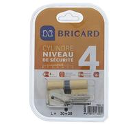 Bricard 16001 Cylindre Trial S 30 + 30 Laiton Jaune double entrée/niveau de sécurité 4