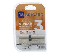 Bricard 17159 Cylindre débrayable Astral 2, 9 en Laiton Nickelé 10 Pistons, 2 entrées 40+50, Protection contre le perçage et Le Crochetage. Carte personnelle., Acier Nickelé, 90 = 40+50