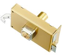 BRICARD 1823 Serrure en Applique Horizontale TIRAGE 5 Goupilles Réversible Tirant/Poussant 140x85 DORE Droite, Doré
