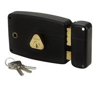 Bricard 1841 Serrure en applique horizontale fouillot 2 entrées Cylindre 5 Goupilles droite, Noir