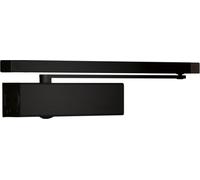 Bricard 6471253 Ferme-Porte technologie Pignon Crémaillère Excentré, force 1 à 4 (jusqu’à 80kg), bras à Glissière/anti-vandalisme, 100% Réversible, Noir
