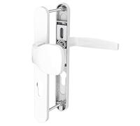 Bricard 7788921. Ensemble de poignées sur plaque Emetal. Palière béquille et aileron pour Porte D'Entrée (Pour Cylindre Européen). Laqué Blanc.