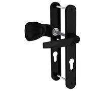 Bricard 77E8081. Ensemble de poignées sur plaque Osmose 2. Palière béquille et aileron pour Porte D'Entrée (Pour Cylindre Européen). Noir Mat