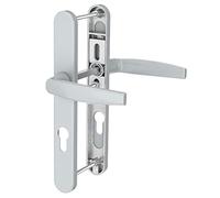 Bricard 788927. Ensemble de poignées sur plaque Emetal. Béquille et béquille pour Porte D'Entrée (Pour Cylindre Européen). Laqué Argent.