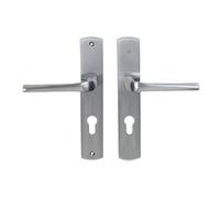 BRICARD 879051 Paire de poignées Chromé satiné zamack sur plaque eVidence, porte d'entrée