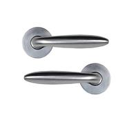Bricard 9984050 Paire de Poignées de Porte sur Rosace zamak Esquisse, avec Ressort de Rappel, Argent
