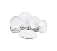 BRICARD Service Vaisselle Paris Blanc 25pcs, Set De Table En Porcelaine - Assiettes Service De Table 6 Personnes, Assiette Creuse, Bols& Plates, Vaisselle Et Arts De La Table Micro-Onde/Lave-Vaisselle
