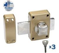 Verrou bouton / cylindre, 40 mm, BRICARD Alpha doré