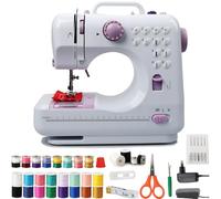 BRICH Machine à coudre pour enfants - Mini machine à coudre électrique portable pour débutants, avec 12 motifs de points, pédale, éclairage LED et 2 vitesses | Kit complet pour vêtements, coussins et