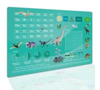 BRICH Sous-main pour enfant - Sous-main éducatif avec aspect dinosaure pour la rentrée des classes - ABC, 1 x 1, heures - Dimensions : 60 x 40 cm - Sous-main lavable en vinyle facile à nettoyer