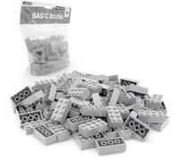 BRICK Flip Lego Lot de 100 pierres classiques 2 x 4 blocs de construction individuels en grand paquet, pour plaque et boîte Lego, jeu de débutants, briques de base (3001) Gris clair