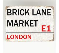 Brick Lane Plaque en métal pour décoration extérieure Motif rue Londres 20,3 x 30,5 cm