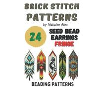 Brick stitch pattern Native American style Seed bead earrings Fringe: 24 projects Ethnic & Floral Collection Beading patterns - Gift for the needlewomen