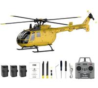 Brickaro C180 Hélicoptère RC à échelle 1/25 2,4 G 6 CH à rotor unique sans baromètre + TOF LiDAR maintien de l'altitude, positionnement du flux optique, décollage de vol inversé à une touche (jaune