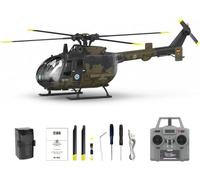 Brickaro C180 Hélicoptère RC à échelle 1/25 2,4 G 6 CH à rotor unique sans baromètre + TOF LiDAR maintien de l'altitude, positionnement du flux optique, décollage de vol inversé à une touche (jaune