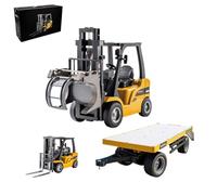 Brickaro Chariot élévateur RC en alliage à échelle 1/10 avec fourche de levage et pince - Véhicule d'ingénierie de contrôle proportionnel pour chargement, transport, RTR
