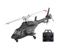 Brickaro Fly-Wing - Hélicoptère RC A61 à l'échelle 1/52 Air-wolf 2,4 G 4 CH à rotor unique, modèle d'avion Flybarless avec flux optique, maintien d'altitude, modèle d'avion RTF noir et blanc pour