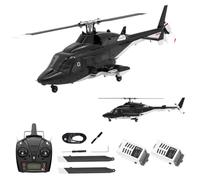 Brickaro Hélicoptère Air Wolf RC échelle 1/27 F02-V 6CH 2.4G Flybarless 6G/3D Système d'hélicoptère RTF avec lumières et gyro, hélicoptère RC pour adultes débutants (mode 1/2)