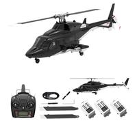Brickaro Hélicoptère Air Wolf RC échelle 1/27 F02-V 6CH 2.4G Flybarless 6G/3D Système d'hélicoptère RTF avec lumières et gyro, hélicoptère RC pour adultes débutants (mode 1/2)