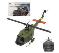 Brickaro Mode hélicoptère RC à l'échelle 1/34, UH-1 Huey 2,4 G 6 CH sans balais à entraînement direct 6G Flybarless avec positionnement du flux optique, cadeau pour adulte, version RTF/mode 1/mode 2
