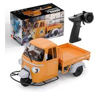 Brickaro Modèle de tricycle télécommandé, échelle 1/10, 2,4 G pleine proportionnelle, trois roues RC avec son inverse réaliste, lumières synchronisées et engrenages réglables, cadeau pour adultes et