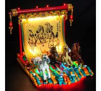 BrickBling Kit d'éclairage LED compatible avec toile Lego chevaux au galop - Éclairage créatif compatible avec Lego Spring Festival 80119 (modèle non inclus) (80119-Version classique)