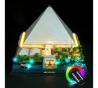 BrickBling Kit d'éclairage LED Khéops Pyramide 21058, kit monté soi-même, compatible Lego Grande Pyramide de Ghizeh - Version télécommande