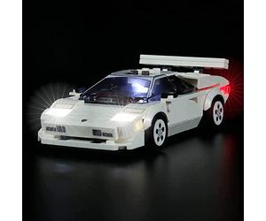 BrickBling Kit d'éclairage LED pour Lego 76908 Lamborghini Countach Speed Champions Collection (modèle Lego Non Inclus, lumières de décoration Uniquement), kit d'éclairage DIY pour Lamborghini 76908