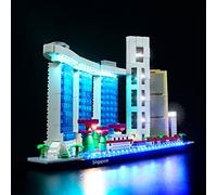 BrickBling Kit d'éclairage pour Lego Architecture Singapour,Kit d'éclairage LED décoratif pour Lego 21057,Décoration d'intérieur pour bricolage et collection (éclairage uniquement, Lego non inclus)