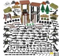 BrickBounty 215 pcs Armes à feu-Armes-Packs Jouet Bloc de Construction, Ensemble d’équipement de l’armée pour Les Figurines de Briques-Soldat WW2 Bases Militaires Sentry Post Rangers SWAT MUNITIONS.