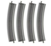 BrickBounty 4 pièces Ho échelle Piste de Train avec Base, Longueur 358mm Courbe Piste Compatible avec 1:87 scène de modèle réaliste d'accessoires de Train