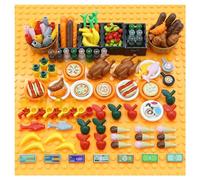 BrickBounty City-Food Bricks Set, Jouets de Pique-Nique Cuisine Fram Restaurant pièces de Bricolage pièces Glaces-Cupcakes Dinde-Banane-Carotte-Pain Panier Poisson.