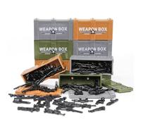 BrickBounty Mallette d’Arme avec 100 Pistolets pour Blocs de Construction de Jouets Militaires, Module de scénario de Guerre pour Figurines d’équipement de l’armée de Soldat