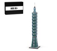 BrickCraftWorks Ensemble de blocs de construction Taipei à l'échelle 1/800 avec gratte-ciel 1-0-1, monuments de la ville, collection créative de modèle de manoir Masterpiece pour adolescents et