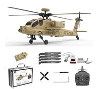 BrickCraftWorks F11-N AH64 Hélicoptère RC à l'échelle 1/32, vol cascadeur 3D 6CH avec flux optique maintien d'altitude et deux moteurs sans balais, avion militaire télécommandé, pour adultes débutants