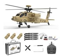 BrickCraftWorks F11-N AH64 Hélicoptère RC à l'échelle 1/32, vol cascadeur 3D 6CH avec flux optique maintien d'altitude et deux moteurs sans balais, avion militaire télécommandé, pour adultes débutants