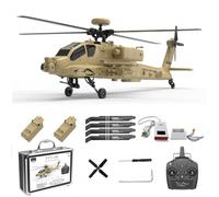 BrickCraftWorks F11-N AH64 Hélicoptère RC à l'échelle 1/32, vol cascadeur 3D 6CH avec flux optique maintien d'altitude et deux moteurs sans balais, avion militaire télécommandé, pour adultes débutants