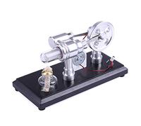 BrickCraftWorks Kit de moteur Sterling à air chaud pour adultes, double cylindre à monter soi-même, moteur Stirling avec volant d'inertie scientifique