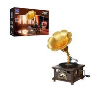 BRICKKK PANTASY Ensemble de Construction de Gramophone Vintage Kit de Modèle de Lecteur de Musique Rétro Un Chef-d'Œuvre de Nostalgie Musicale Tourne-Disque Réaliste & Album Photo Rotatif