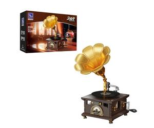 BRICKKK PANTASY Ensemble de Construction de Gramophone Vintage Kit de Modèle de Lecteur de Musique Rétro Un Chef-d'Œuvre de Nostalgie Musicale Tourne-Disque Réaliste & Album Photo Rotatif