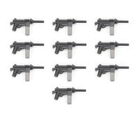 BricksStuff M3 Grease Gun Lot de 10 armes répliques américaines pour figurines de blocs de construction - Finition noire avec chargeur argenté - Compatible avec les figurines