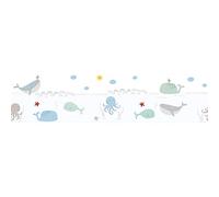 BRICOFLOR Frise papier peint animaux poissons, Bord de mer, Bleu pour chambre d'enfant, 5,00m x 0,155m, Made in Germany, Certifié FSC-Mix