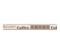 BRICOFLOR Frise papier peint motif écriture café parfait pour cuisine beige & marron