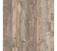 BRICOFLOR Papier peint bois industriel Tapisserie imitation vieux bois usé marron Papier peint moderne pour salon & chambre adulte