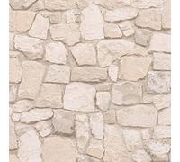 BRICOFLOR Papier peint fausse pierre pour couloir | Tapisserie imitation brique beige clair | Papiers peints modernes pour salon & chambre